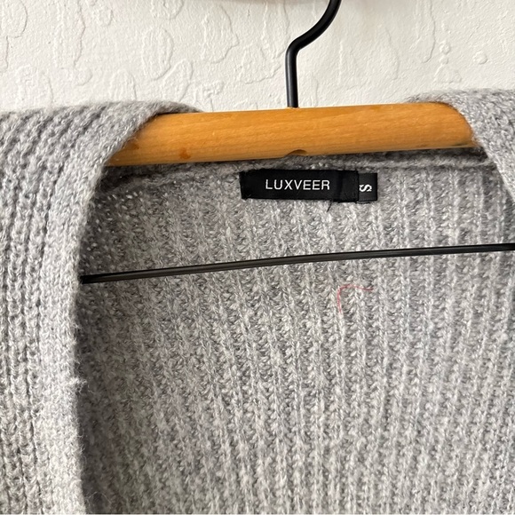 Luxverr Heather Gray Knit Cardigan Open Front Oversized Small - Picture 4 of 4